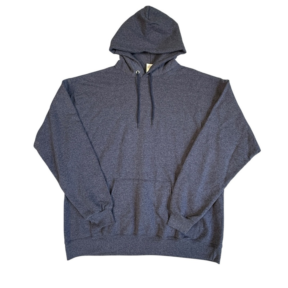 Hanes Men's Eco Smart Hoodie. Cotton Blend Heather Blue. XL #1526 - Picture 3 of 7